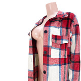 Pocket Lapel Oversized Long Plaid Woolen Coat ASL-6525