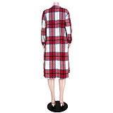Pocket Lapel Oversized Long Plaid Woolen Coat ASL-6525
