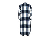 Pocket Lapel Oversized Long Plaid Woolen Coat ASL-6525