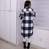 Pocket Lapel Oversized Long Plaid Woolen Coat ASL-6525