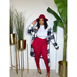 Pocket Lapel Oversized Long Plaid Woolen Coat ASL-6525