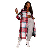 Pocket Lapel Oversized Long Plaid Woolen Coat ASL-6525