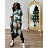 Pocket Lapel Oversized Long Plaid Woolen Coat ASL-6525