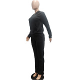 Fleece Zipper Hoodie Coat Top Long Pants Suit NIYA-8091