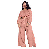 Long Sleeve Crop Top+Sling Wide Leg Pants Tracksuit ASL-6511