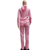Fleece Zipper Hoodie Coat Top Long Pants Suit NIYA-8091