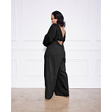 Long Sleeve Crop Top+Sling Wide Leg Pants Tracksuit ASL-6511
