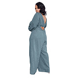 Long Sleeve Crop Top+Sling Wide Leg Pants Tracksuit ASL-6511
