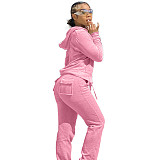 Fleece Zipper Hoodie Coat Top Long Pants Suit NIYA-8091