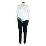 Crystal Tassels Long Sleeve Pullover Blouses JLY-19008