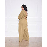 Long Sleeve Crop Top+Sling Wide Leg Pants Tracksuit ASL-6511