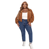 Corduroy Lantern Sleeve Lapel Single-Breasted Jackets ASL-6522