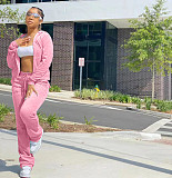Fleece Zipper Hoodie Coat Top Long Pants Suit NIYA-8091