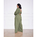 Long Sleeve Crop Top+Sling Wide Leg Pants Tracksuit ASL-6511