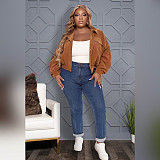 Corduroy Lantern Sleeve Lapel Single-Breasted Jackets ASL-6522