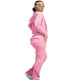 Fleece Zipper Hoodie Coat Top Long Pants Suit NIYA-8091