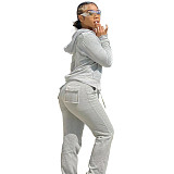 Fleece Zipper Hoodie Coat Top Long Pants Suit NIYA-8091