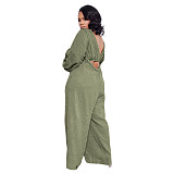 Long Sleeve Crop Top+Sling Wide Leg Pants Tracksuit ASL-6511
