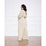 Long Sleeve Crop Top+Sling Wide Leg Pants Tracksuit ASL-6511