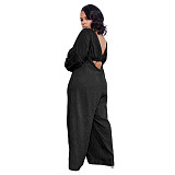 Long Sleeve Crop Top+Sling Wide Leg Pants Tracksuit ASL-6511