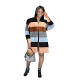 Color Block Patchwork Long Sleeve Knitted Cardigans FSX-330