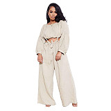 Long Sleeve Crop Top+Sling Wide Leg Pants Tracksuit ASL-6511