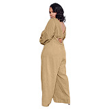 Long Sleeve Crop Top+Sling Wide Leg Pants Tracksuit ASL-6511
