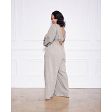 Long Sleeve Crop Top+Sling Wide Leg Pants Tracksuit ASL-6511