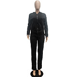 Fleece Zipper Hoodie Coat Top Long Pants Suit NIYA-8091