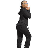 Fleece Zipper Hoodie Coat Top Long Pants Suit NIYA-8091