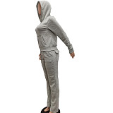 Fleece Zipper Hoodie Coat Top Long Pants Suit NIYA-8091