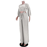 Long Sleeve Crop Top+Sling Wide Leg Pants Tracksuit ASL-6511