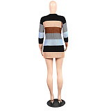 Color Block Patchwork Long Sleeve Knitted Cardigans FSX-330