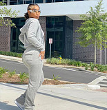 Fleece Zipper Hoodie Coat Top Long Pants Suit NIYA-8091