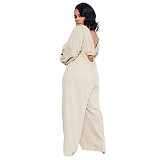 Long Sleeve Crop Top+Sling Wide Leg Pants Tracksuit ASL-6511