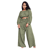 Long Sleeve Crop Top+Sling Wide Leg Pants Tracksuit ASL-6511