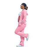 Fleece Zipper Hoodie Coat Top Long Pants Suit NIYA-8091