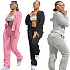 Fleece Zipper Hoodie Coat Top Long Pants Suit NIYA-8091