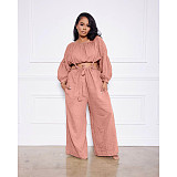Long Sleeve Crop Top+Sling Wide Leg Pants Tracksuit ASL-6511