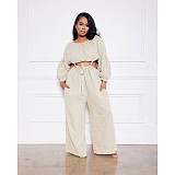 Long Sleeve Crop Top+Sling Wide Leg Pants Tracksuit ASL-6511