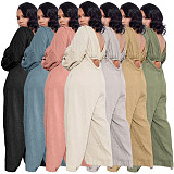 Long Sleeve Crop Top+Sling Wide Leg Pants Tracksuit ASL-6511