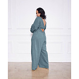 Long Sleeve Crop Top+Sling Wide Leg Pants Tracksuit ASL-6511