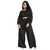 Long Sleeve Crop Top+Sling Wide Leg Pants Tracksuit ASL-6511