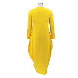 Plus Size Loose Letter Printed Irregular Maxi Dress HANI-008