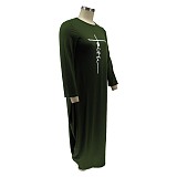 Plus Size Loose Letter Printed Irregular Maxi Dress HANI-008