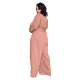 Long Sleeve Crop Top+Sling Wide Leg Pants Tracksuit ASL-6511