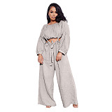 Long Sleeve Crop Top+Sling Wide Leg Pants Tracksuit ASL-6511