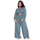 Long Sleeve Crop Top+Sling Wide Leg Pants Tracksuit ASL-6511