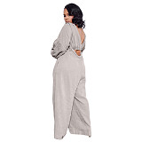 Long Sleeve Crop Top+Sling Wide Leg Pants Tracksuit ASL-6511