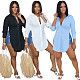 Full Sleeve Single-breasted Side High Split Shirt Blouse OD-8443-1